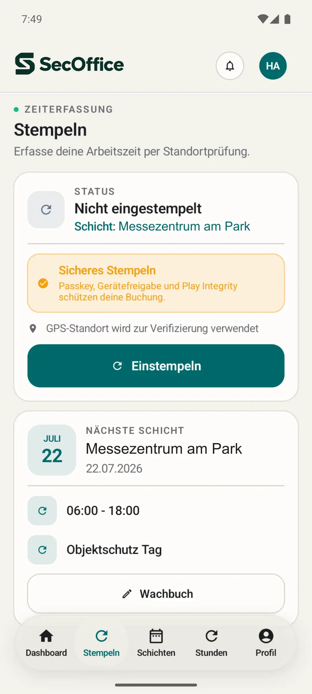 Sichere mobile Zeiterfassung in der SecOffice Android-App