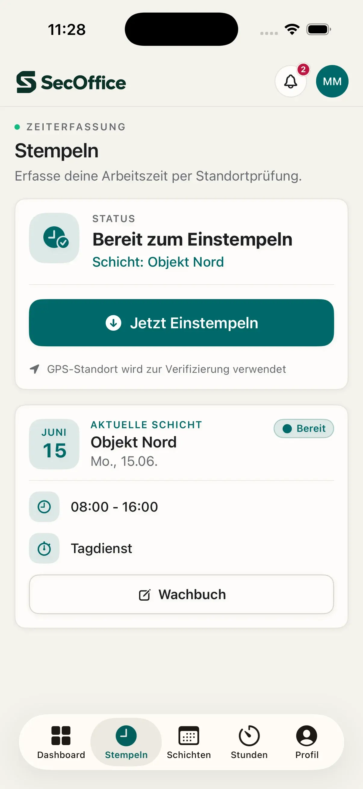 Mobile Zeiterfassung in der Mitarbeiter-App